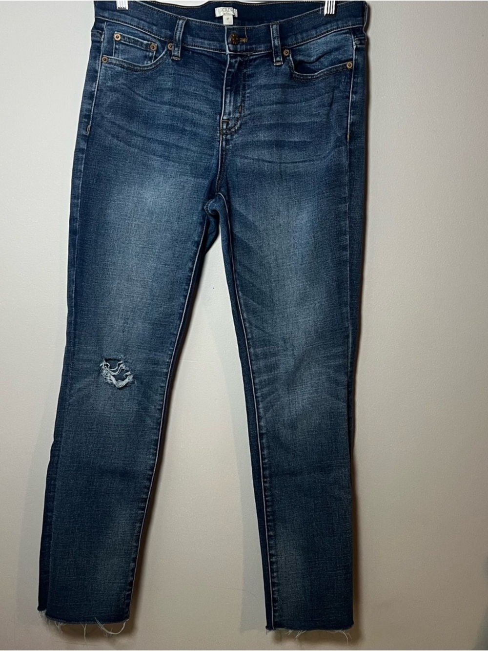 J. Crew Stretch Jeans Women’s 27 (32x29) Straight Distressed Relaxed Faded Denim